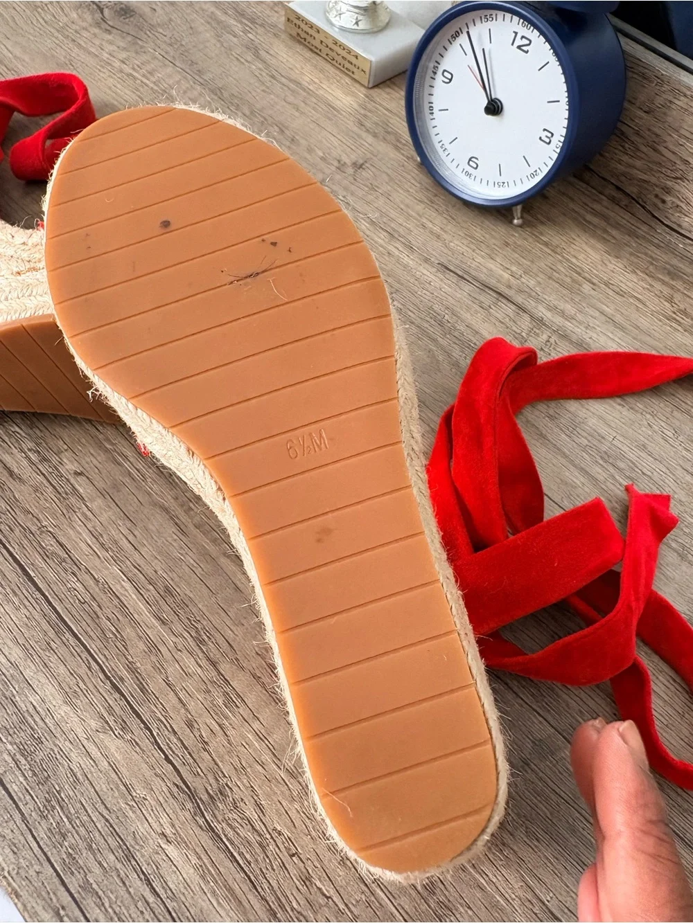 Kenneth Cole Red Espadrille Wedge Sandals with Ankle Wraps